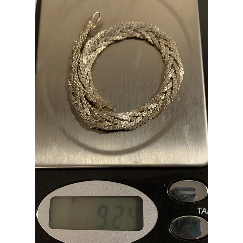Vintage Sterling Silver Wide Textured Braided Herringbone Bracelet 8mm 7.25” - Picture 5 of 6